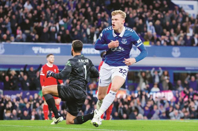 Jared Branthwaite scored a goal for Everton against Liverpool. Photo: INN